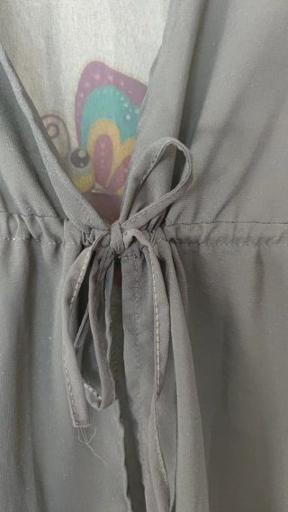 Cárdigan Kimono Gasa Negro Vintage Talla S/M