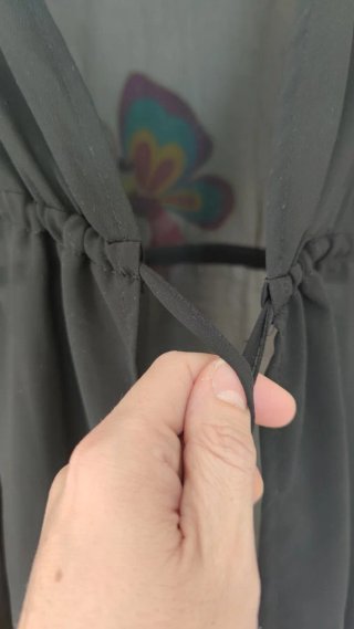 Cárdigan Kimono Gasa Negro Vintage Talla S/M