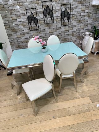 Mesa Comedor Cristal y Metal