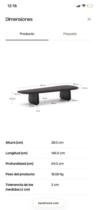 Mesa centro diseño Kave Home madera negra