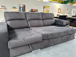 Sofá Cama Chaise Longue con Arcón Gris
