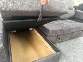 Sofá Cama Chaise Longue con Arcón Gris