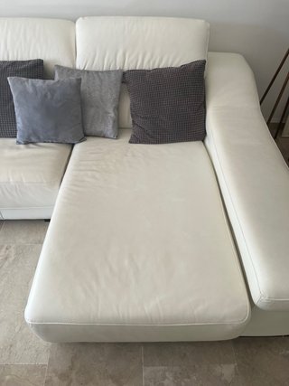 Sofa Chaiselongue de piel blanco
