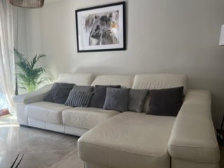Sofa Chaiselongue de piel blanco
