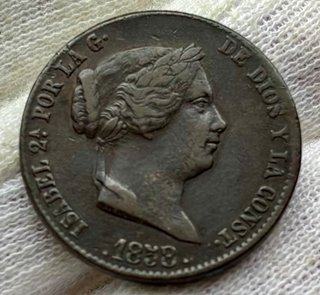 Moneda 25 Céntimos Real 1858 Segovia. ISABEL II