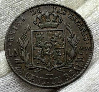 Moneda 25 Céntimos Real 1858 Segovia. ISABEL II