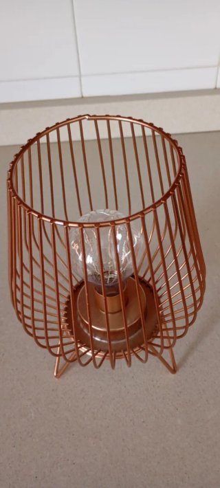 Lámpara de mesa cobre y cristal con pilas