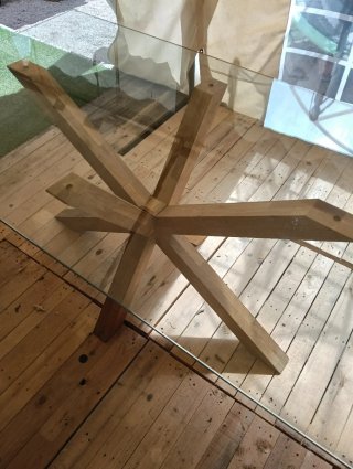 Mesa Comedor Cristal/Roble Natural 90x160