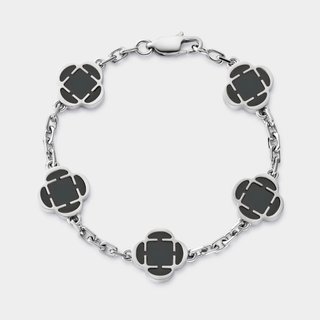 Pulsera trébol negra y plateada