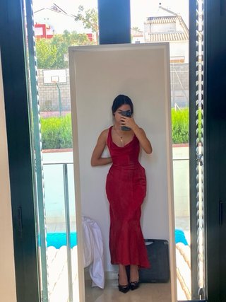 Vestido largo fucsia Zara