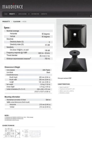 Coppia Trombe H250 e Driver Audience BIANCO-44C