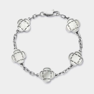 Pulsera trébol plata y blanco