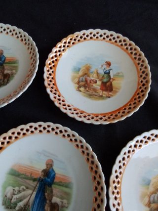 Set di 5 piatti antichi in porcellana Bavaria