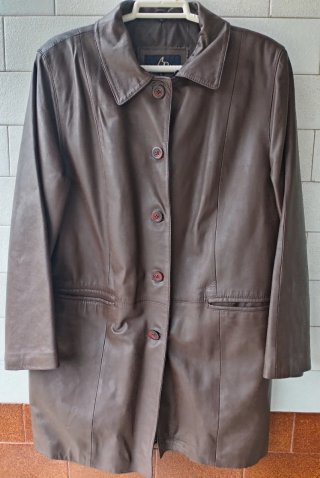 Chaqueta de piel marrón mujer