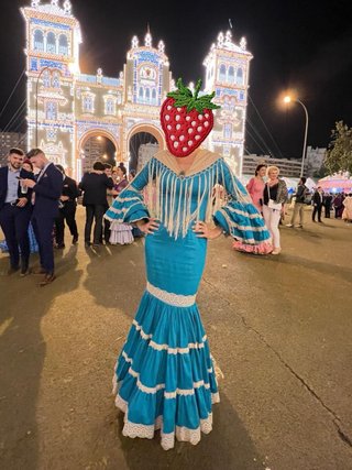 Vestido Flamenca verde azulado con Encaje