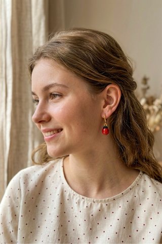 Pendientes Mariquita Baño Oro 18k Nuevos