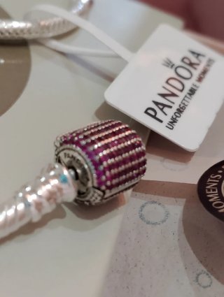Pulsera Pandora 18cm con cierre Rosa pedrería