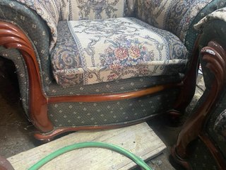 Conjunto Sofás Madera y Tela
