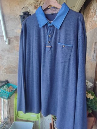 Polo manga larga azul