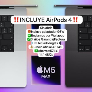 MacBook Pro M5 Max 14 48GB 2TB + Airpods 4 NUEVO