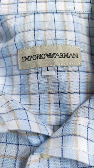 Camisa Emporio Armani cuadros azul y blanco
