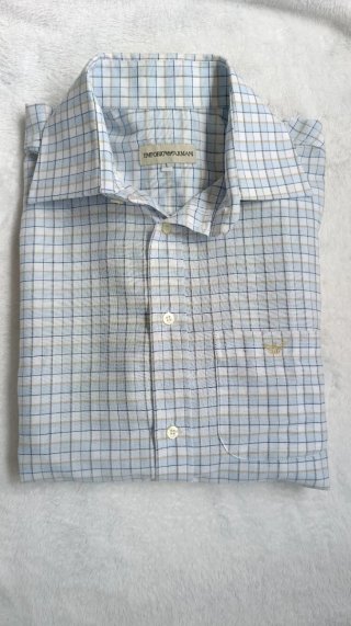Camisa Emporio Armani cuadros azul y blanco