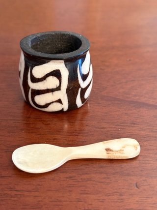 Set 3 Contenitori Spezie Africani Legno Osso