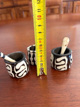Set 3 Contenitori Spezie Africani Legno Osso
