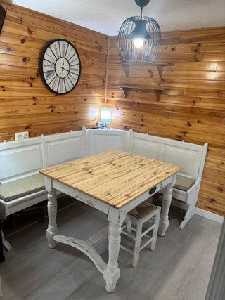 Conjunto mesa y rinconera madera maciza