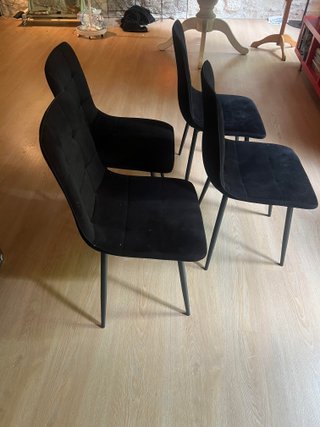 4 Sillas Comedor Negras Tela