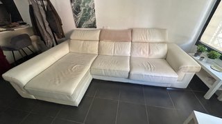 Sofá chaise longue polipiel blanco 3m