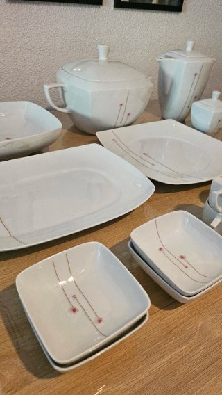 Vajilla Porcelana Blanca Moderna Completa