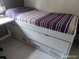 DOBLE CAMA NIDO BLANCA CON ESCRITORIO Y CAJONERA!!
