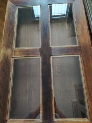 Mesa centro elevable madera y cristal