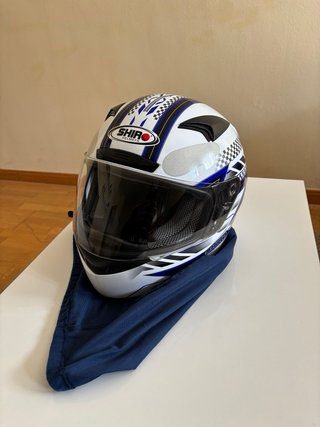 Casco Moto Shiro Blanco y Azul