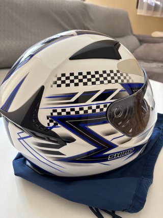 Casco Moto Shiro Blanco y Azul