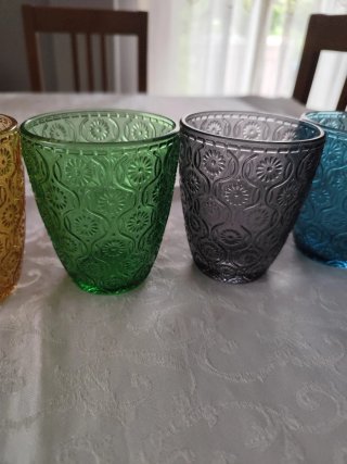 set servizio di bicchieri in vetro colorati