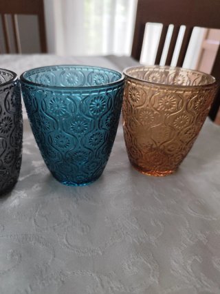 set servizio di bicchieri in vetro colorati