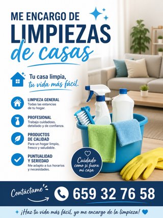 LIMPIEZA DE CASAS  ¿Necesitas ayuda con la limpi