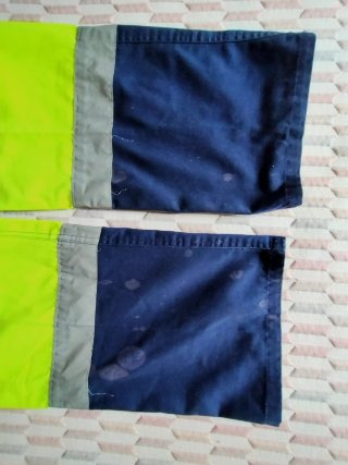 3 Pantalones de trabajo azul y verde