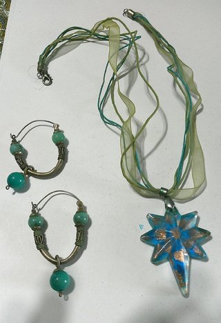 Set Collana e Orecchini Stella Blu Verde