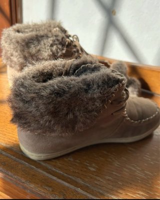 Stivaletti con pelo beige/marrone