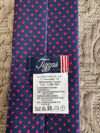Corbata infantil azul con topos rosas