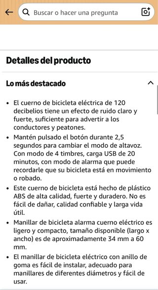 Bocina Bicicleta/Scooter 120 dB USB Recargable