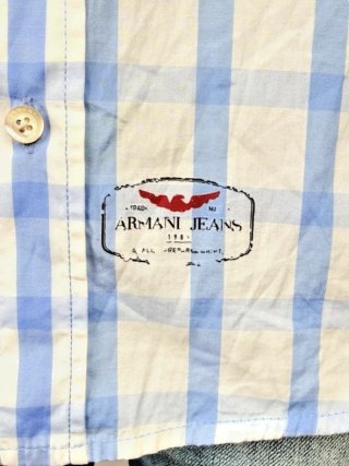 Camicia Armani Jeans Uomo M quadri collo coreano
