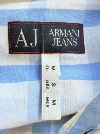 Camicia Armani Jeans Uomo M quadri collo coreano