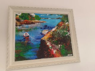Cuadro pintado de paisaje marino