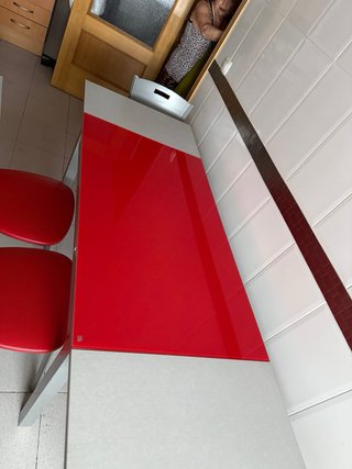 Silla cocina roja y gris