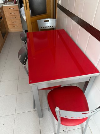 Silla cocina roja y gris