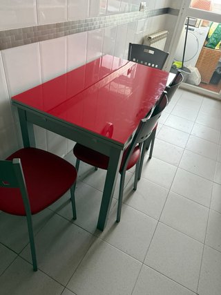 Silla cocina roja y gris